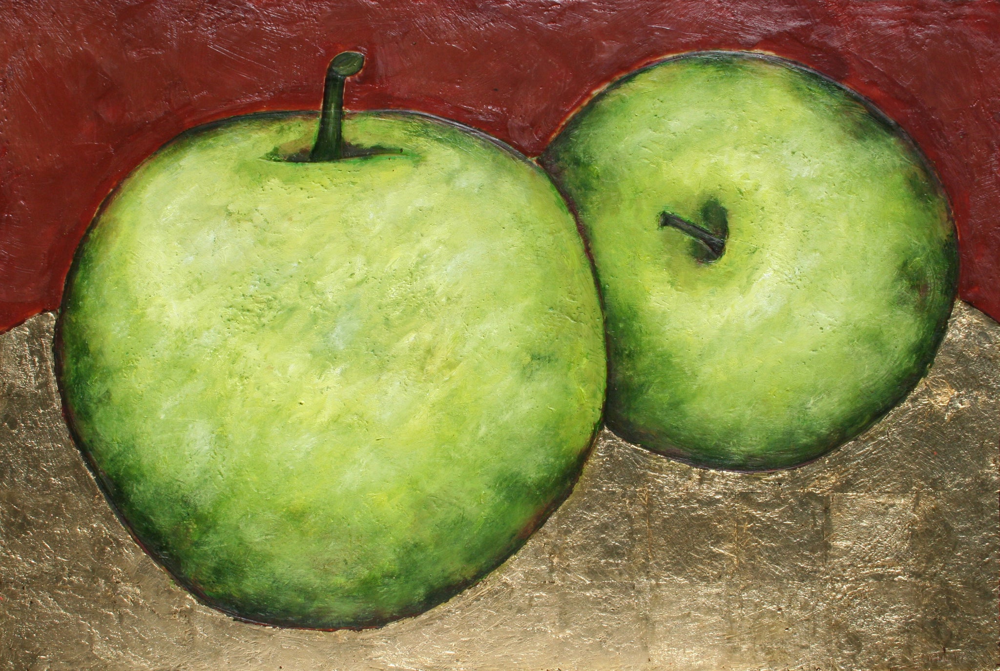 Green Apples on Gold