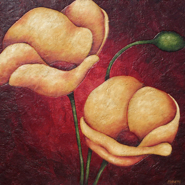 Yellow Poppies On Red I